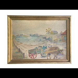 Hand painted on board, Gold Frame, Unsigned